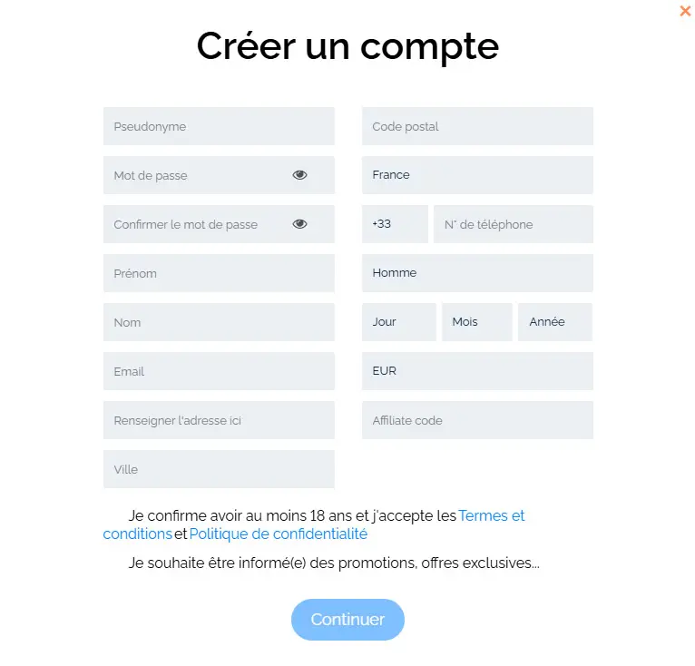 Proceso de registro GANALUCAS CASINO